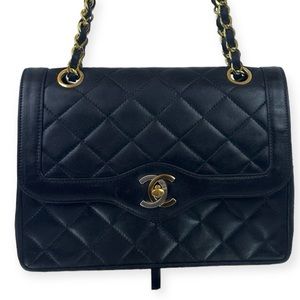 CHANEL Paris Limited Double Flap Quilted Lambskin Shoulder Bag